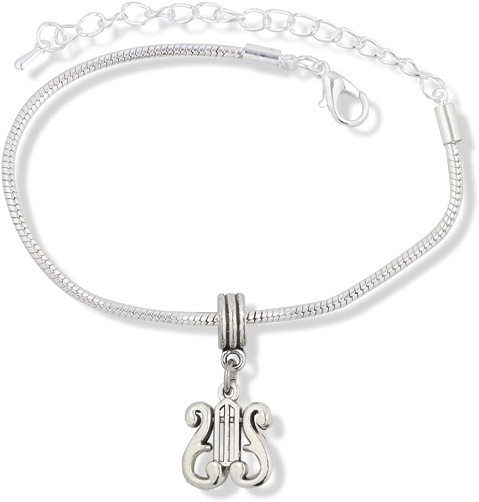 EPJ Harp Goddess Musical Instrument Snake Chain Charm Bracelet
