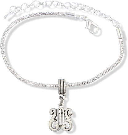 EPJ Harp Goddess Musical Instrument Snake Chain Charm Bracelet