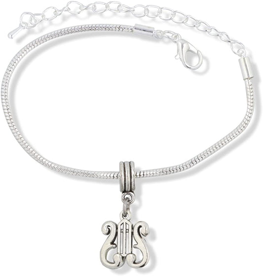 EPJ Harp Goddess Musical Instrument Snake Chain Charm Bracelet