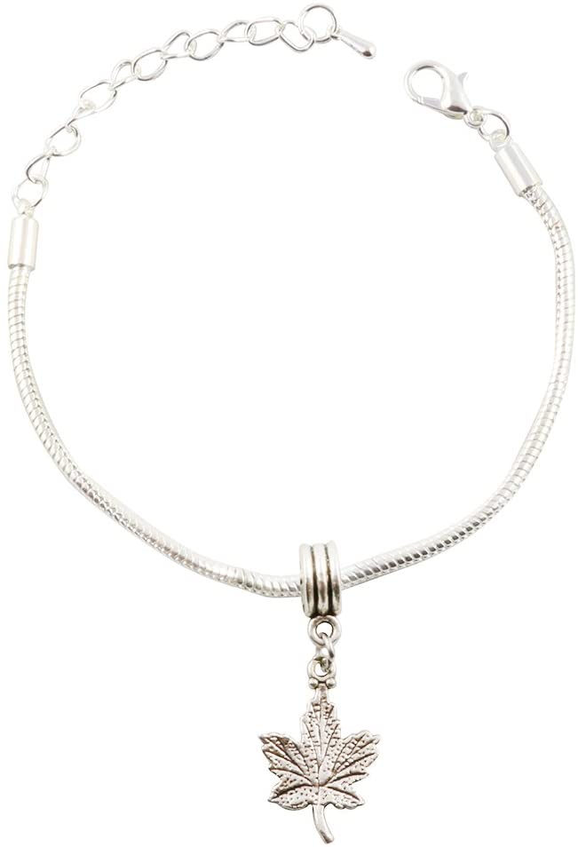 Emerald Park Jewelry Maple Leaf Snake Chain Charm Bracelet