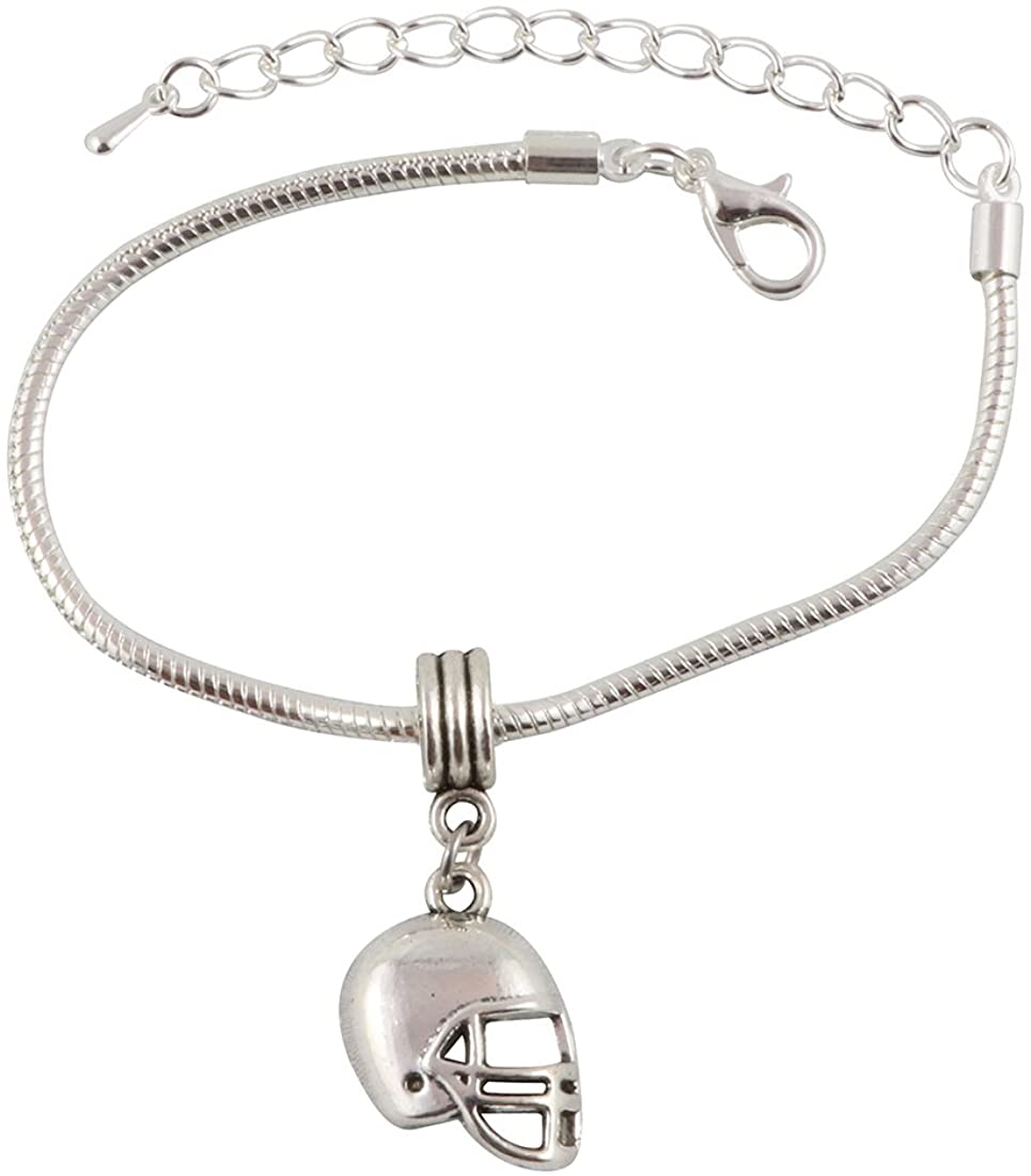 Emerald Park Jewelry Football Helmet Snake Chain Charm Bracelet