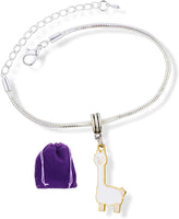 Llama Gifts | Llama Jewelry for Girls is Hypoallergenic Stainless Steel Snake Chain Charm Bracelet with Removable Charm that can be used as a Llama Necklace or Llama Bracelet or Llama Gifts for Girls