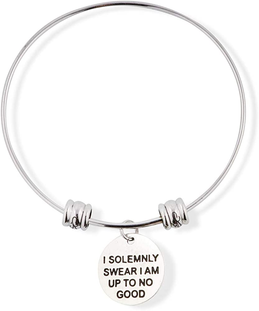 I Solemnly Swear I am Up To No Good Fancy Charm Bangle Bracelet Jewelry
