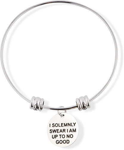 I Solemnly Swear I am Up To No Good Fancy Charm Bangle Bracelet Jewelry