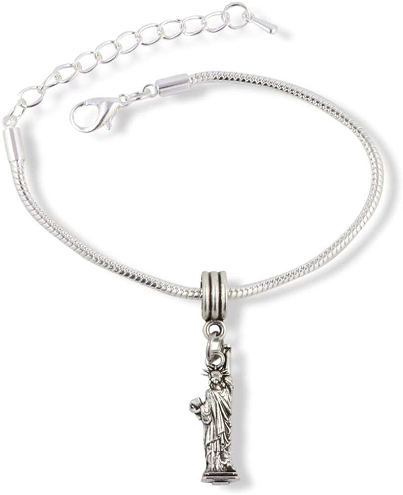 Emerald Park Jewelry Statue of Liberty Snake Chain Charm Bracelet