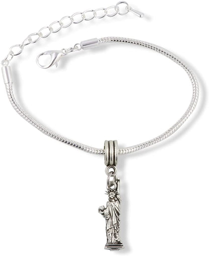 Emerald Park Jewelry Statue of Liberty Snake Chain Charm Bracelet
