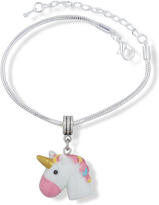 Unicorn Bracelet Jewelry Charm Stuff Unicorn Gifts for Girls Women Men Boys Silver Plated Snake Chain Accessories and Gift for Anyone