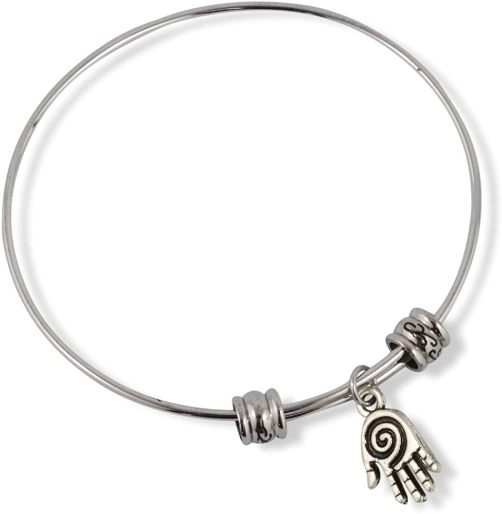 Hamsa (small with swirls on palm) Fancy Charm Bangle