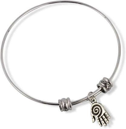 Hamsa (small with swirls on palm) Fancy Charm Bangle