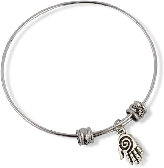 Hamsa (small with swirls on palm) Fancy Charm Bangle