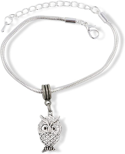 Emerald Park Jewelry Owl Snake Chain Charm Bracelet