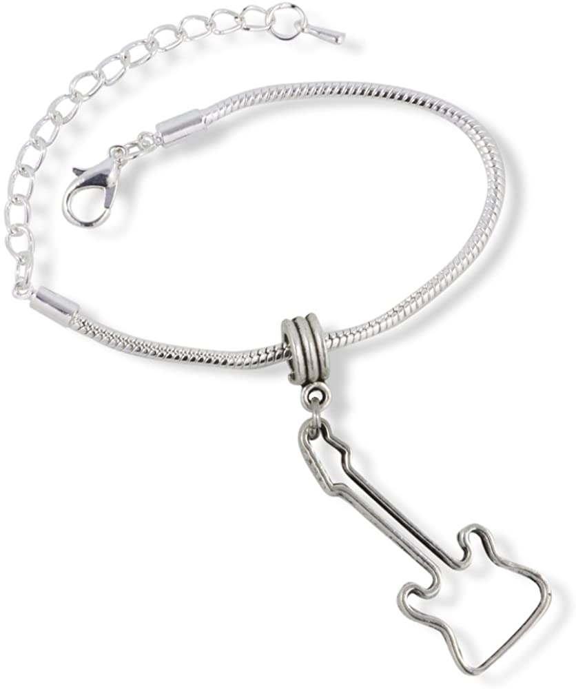 Guitar Outline Snake Chain Charm Bracelet