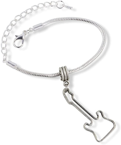 Guitar Outline Snake Chain Charm Bracelet