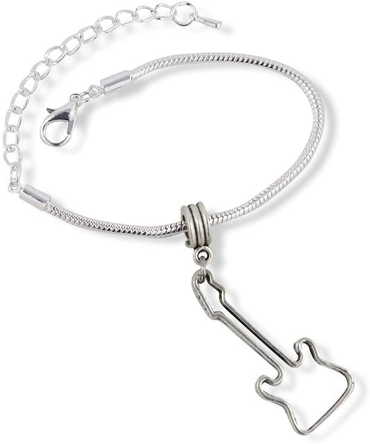 Guitar Outline Snake Chain Charm Bracelet