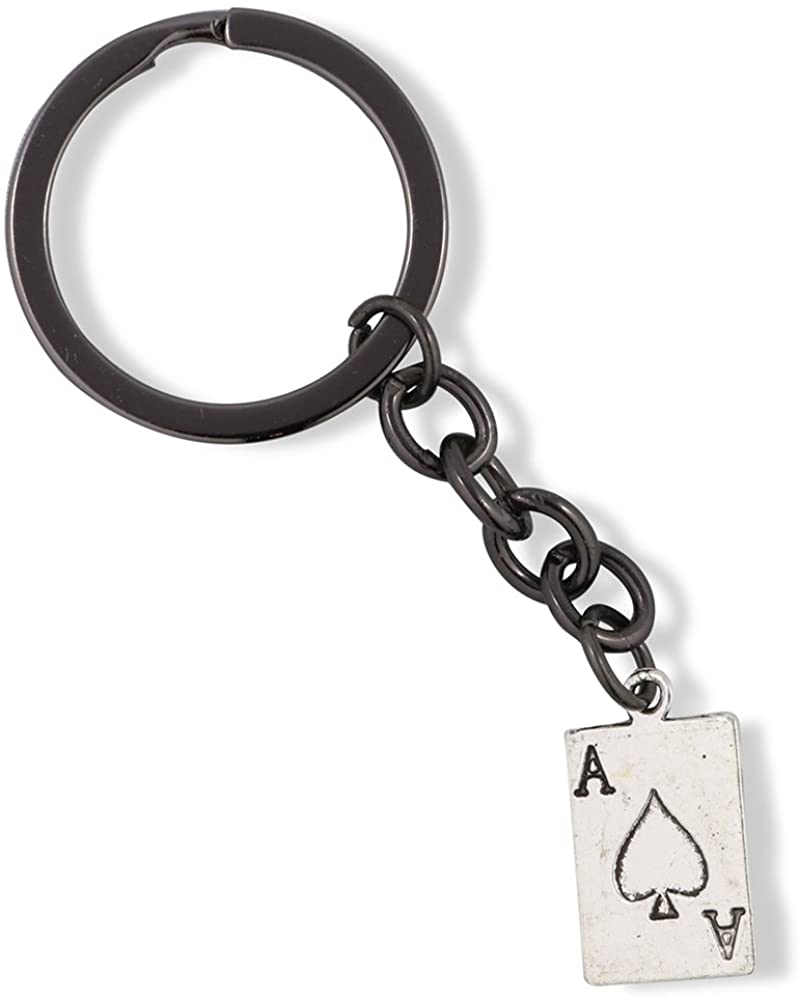 Ace of Spades Keychain Gift for Kids Women Men Girls and Boys Jewelry Playing Card Poker and Game Accessories