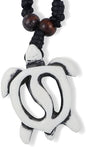 Turtle with Hollow Shell Ring Yin Yang Bone Enamel Charm Leather Rope Necklace