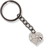 EPJ Gigi Grandma Grandmother Text on Rhinestone Heart Charm Keychain