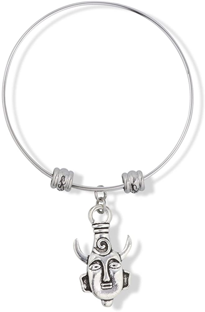 Tribal Mask with Horns Fancy Charm Bangle