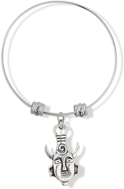 Tribal Mask with Horns Fancy Charm Bangle