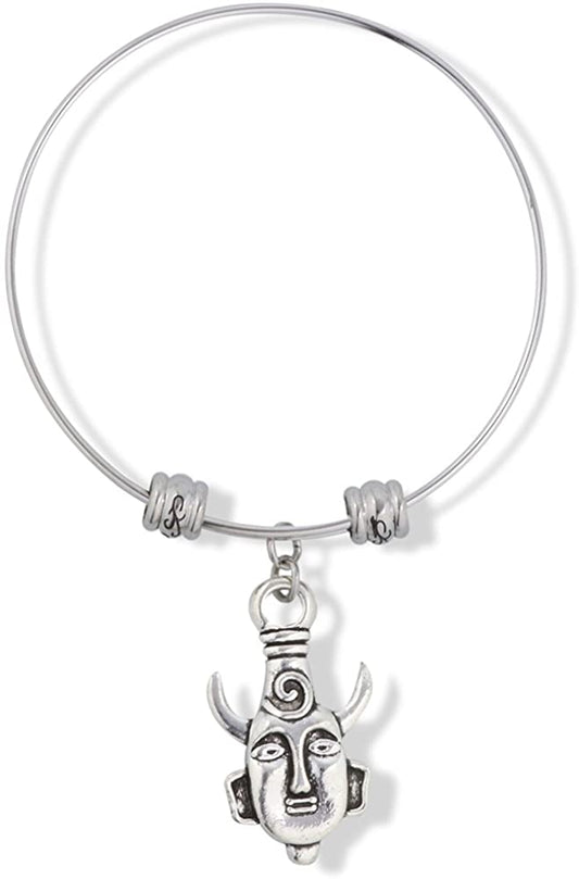 Tribal Mask with Horns Fancy Charm Bangle