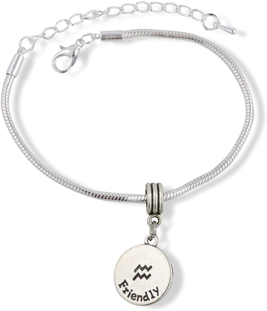 Emerald Park Jewelry Aquarius Astrology Sign Snake Chain Charm Bracelet
