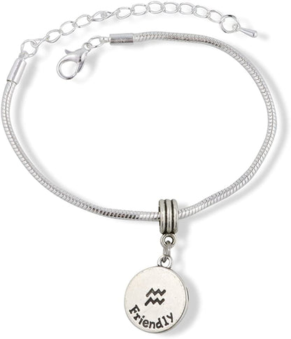 Emerald Park Jewelry Aquarius Astrology Sign Snake Chain Charm Bracelet