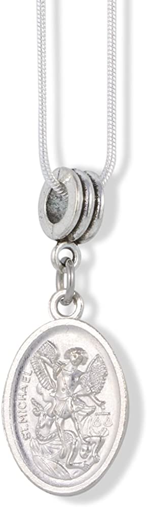 Saint Michael Charm Snake Chain Necklace