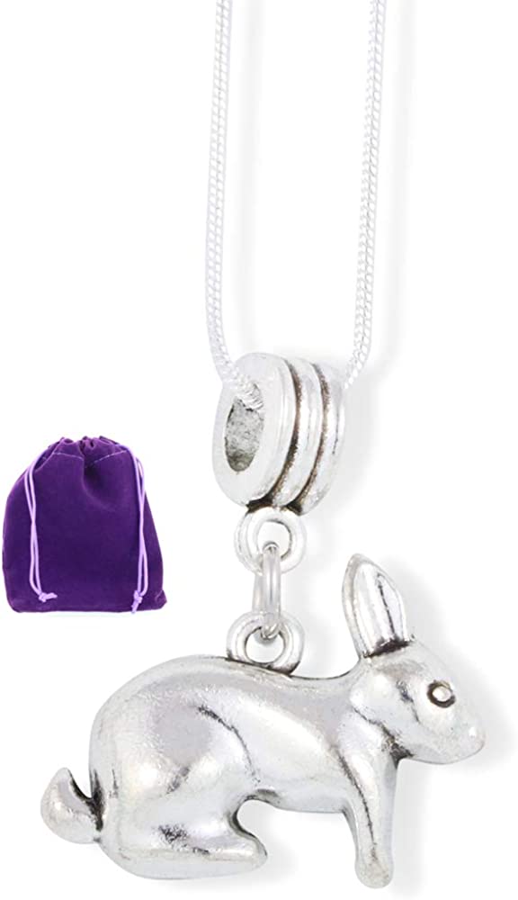 Rabbit Bunny 3D Charm Snake Chain Necklace