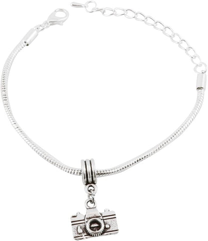 Photographer Gifts Camera Jewelry Camera Bracelet for Women Bracelet Silver Plated Chain Charm Novelty Photography Gifts Camera Gifts for Women Men Boys and Girls