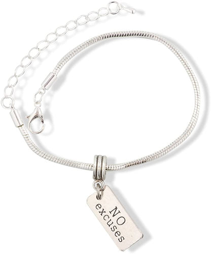 EPJ No Excuses Text Snake Chain Charm Bracelet