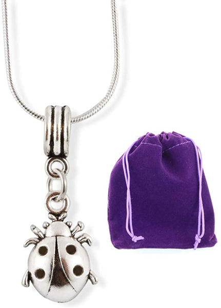 Ladybug Necklace | Ladybug Gifts for Women a Great Ladybug Charm compatible with Pandora that makes Wonderful Ladybug Gifts for Adults or a Ladybug Necklace for Girls on a Stainless Steel Chain
