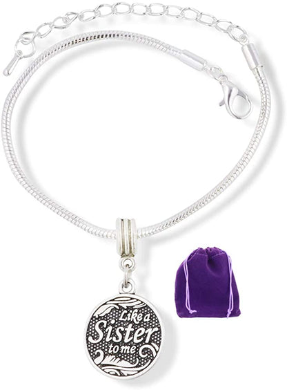 Like a Sister to Me Snake Chain Charm Bracelet