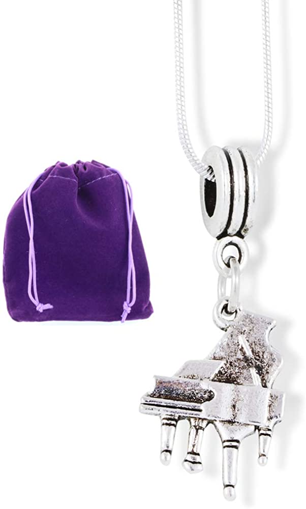 Piano Necklace | Gifts for Piano Players or Piano Teacher Gift a Piano Charm on a 22 inch Snake Chain a Gift For Piano Students a Great Piano Gift that can be used on Piano Bracelet or Piano Necklace
