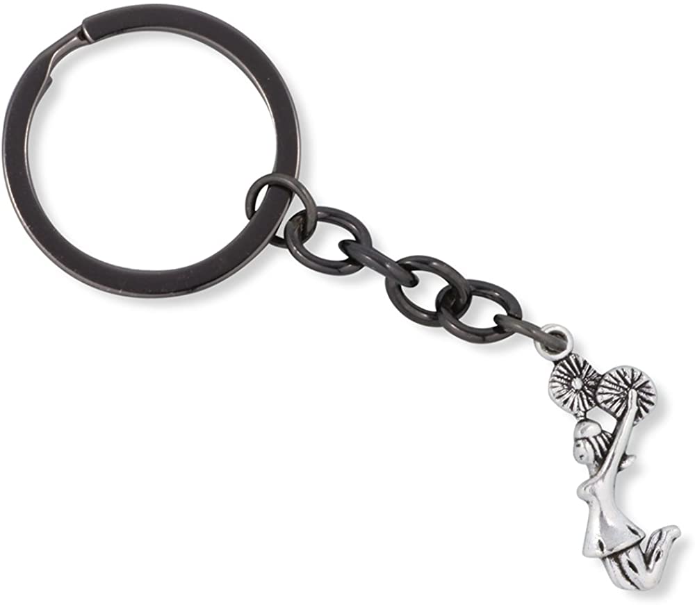 Emerald Park Jewelry Cheerleader with Pom Poms Charm Keychain