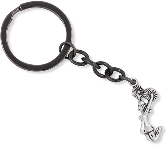 Emerald Park Jewelry Cheerleader with Pom Poms Charm Keychain
