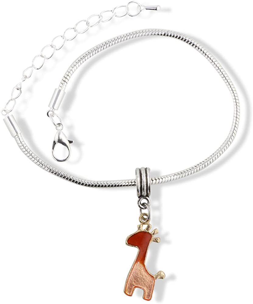 EPJ Giraffe with Four Horns and Tail Snake Chain Charm Bracelet