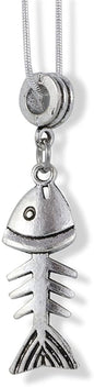 Emerald Park Jewelry Fish Skeleton Bones Charm Snake Chain Necklace