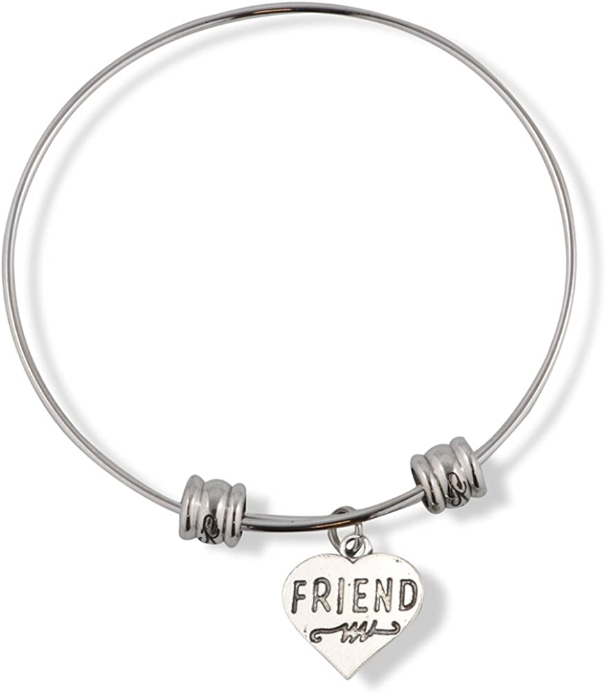Emerald Park Jewelry Friend on a Heart Fancy Charm Bangle