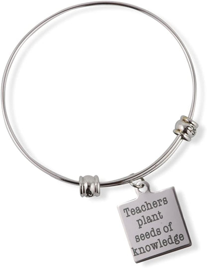 Emerald Park Jewelry Teachers Plant Seeds of Knowledge Charm Fancy Bangle