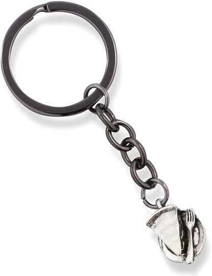 Emerald Park Jewelry Pie Slice 3D with Fork Charm Keychain
