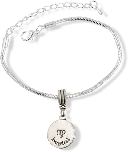 Virgo Astrology Sign Snake Chain Charm Bracelet