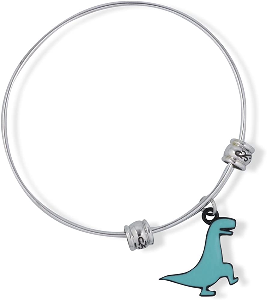 Emerald Park Jewelry TRex Tyrannosaurus Rex Cartoonish Dinosaur Fancy Charm Bangle