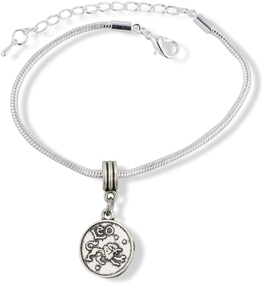 Leo Astrology Sign Snake Chain Charm Bracelet