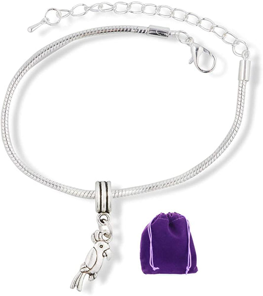 Parrot Bracelet | Cockatiel Bird Stainless Steel Snake Chain Charm Bracelet