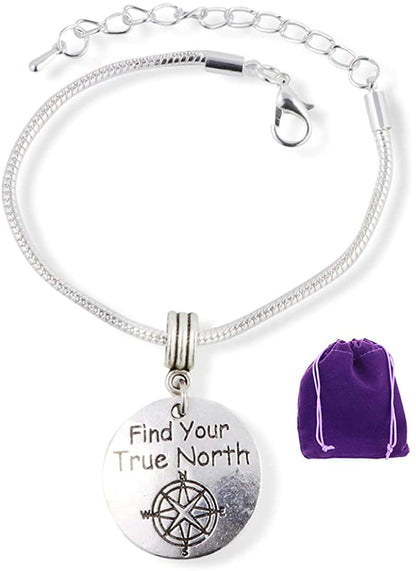 Find Your True North Snake Chain Charm Bracelet
