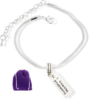 I Choose Strength Bracelet | Inspirational Sayings Snake Chain Charm Bracelet
