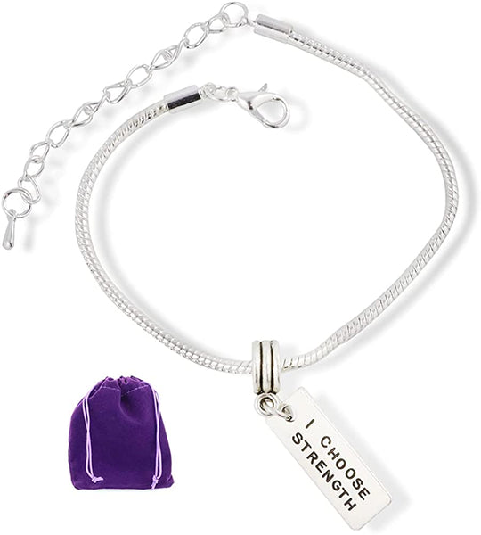 I Choose Strength Bracelet | Inspirational Sayings Snake Chain Charm Bracelet