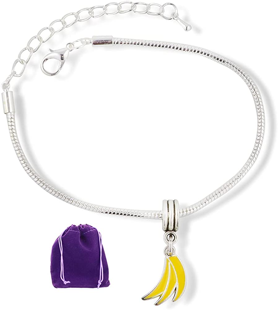 Banana Jewelry | Bananas Stainless Steel Snake Chain Charm Bracelet