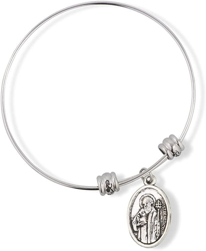 EPJ Catholic Gifts Saint St Benedict Medal San Benito Religious Jewelry Bracelet Bangle for Women Bracelet Bangle Charm Gifts Catholic Bracelet Bangle for Women Men Boys and Girls