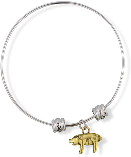 EPJ Pig Gold Fancy Charm Bangle